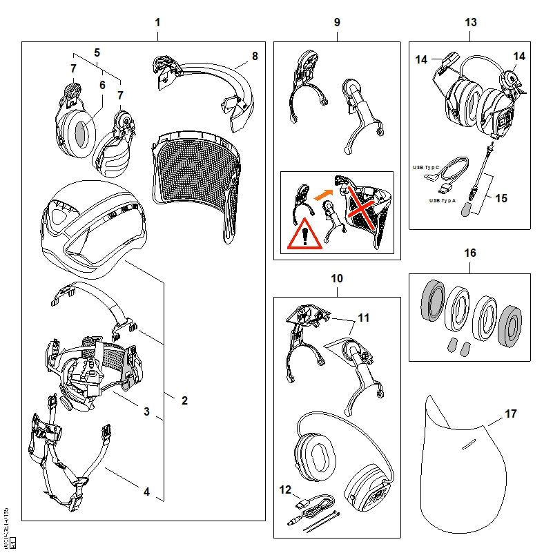 STIHL Sweatband ADVANCE X-Climb black OEM 00008899049 technical drawing position 3
