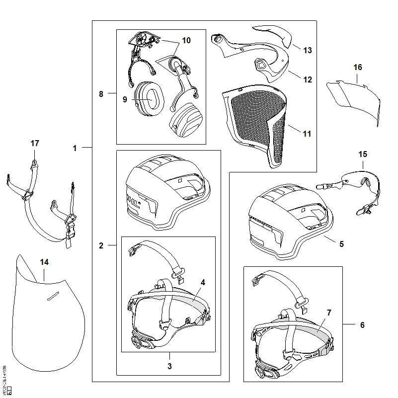 STIHL Face shield, metal mesh OEM 00008899014 technical drawing position 11