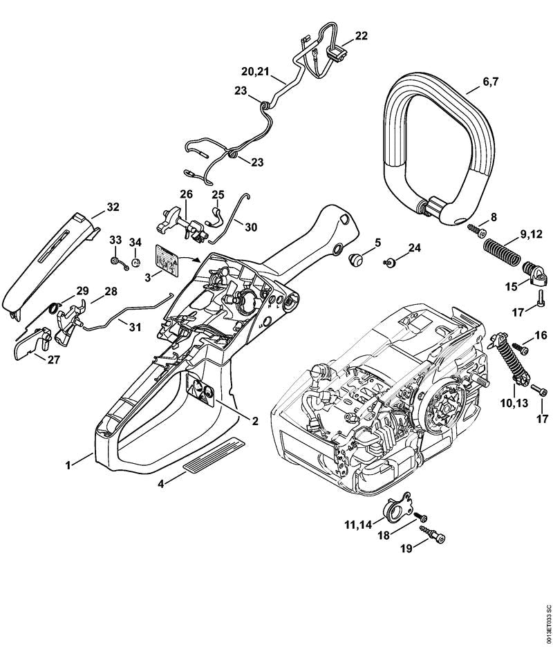 STIHL Handle housing OEM 11457901050 technical drawing position 1