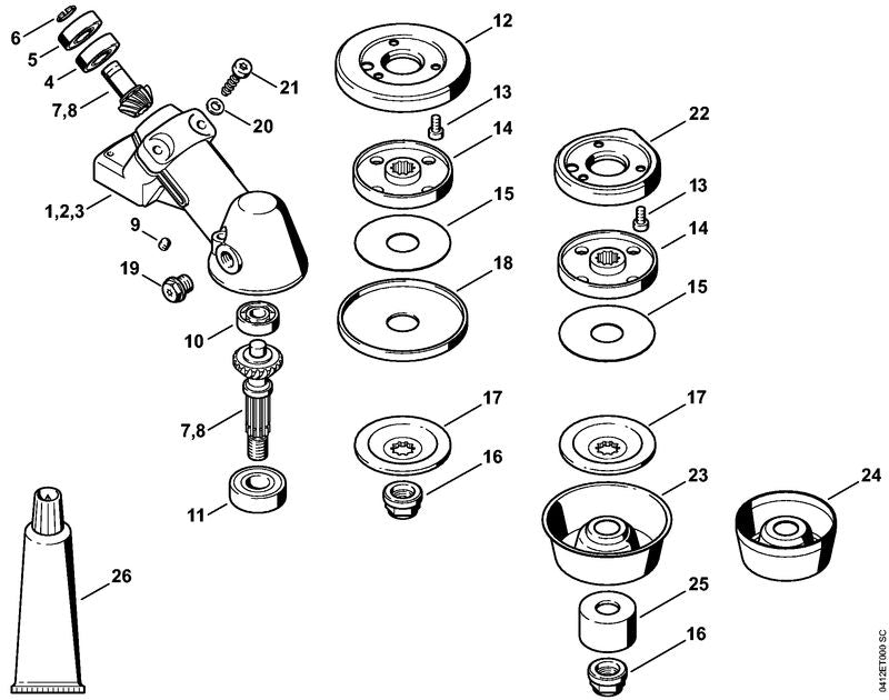 STIHL Gear housing OEM 41286410351 technical drawing position 3