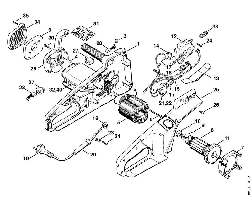 STIHL Stator 230 V OEM 12076000150 technical drawing position 5