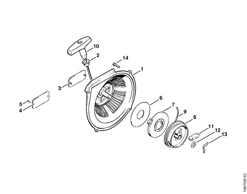 STIHL Fan housing OEM 11060802002 technical drawing position 1