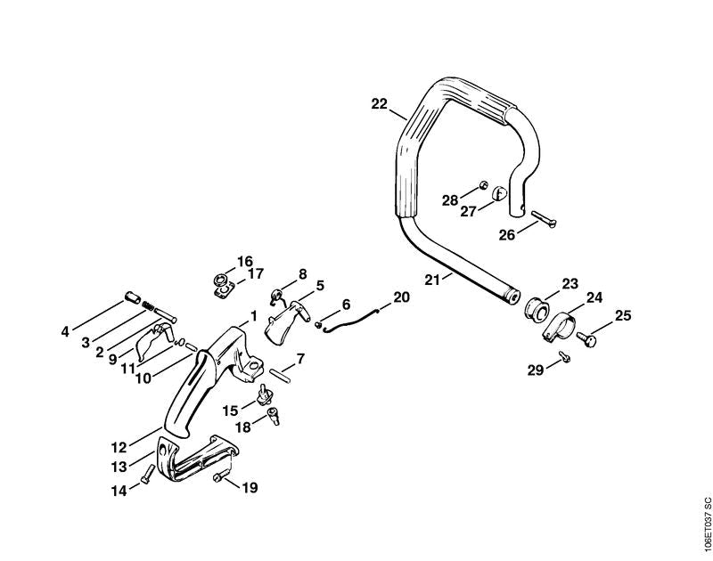 STIHL Handlebar with hose OEM 11067901501 technical drawing position 21