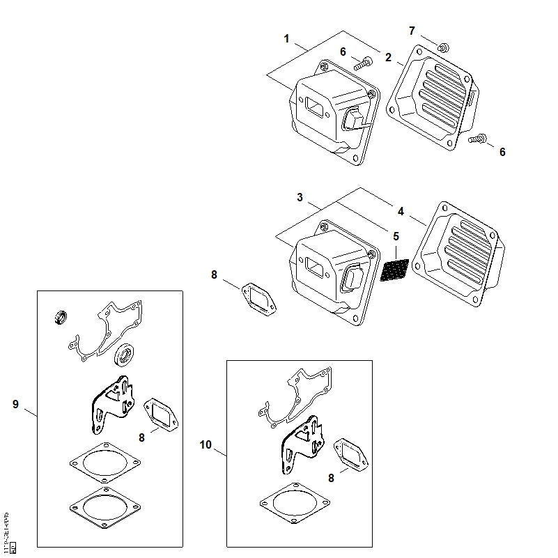 STIHL Muffler OEM 11191400602 technical drawing position 1