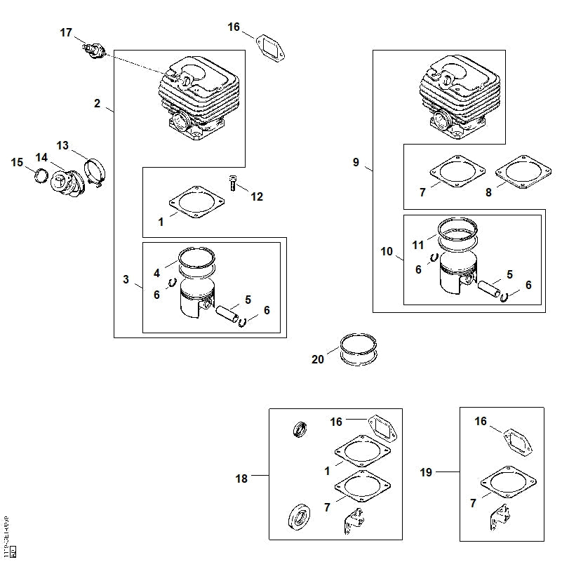 STIHL Cylinder gasket 1 mm OEM 11190292303 technical drawing position 8