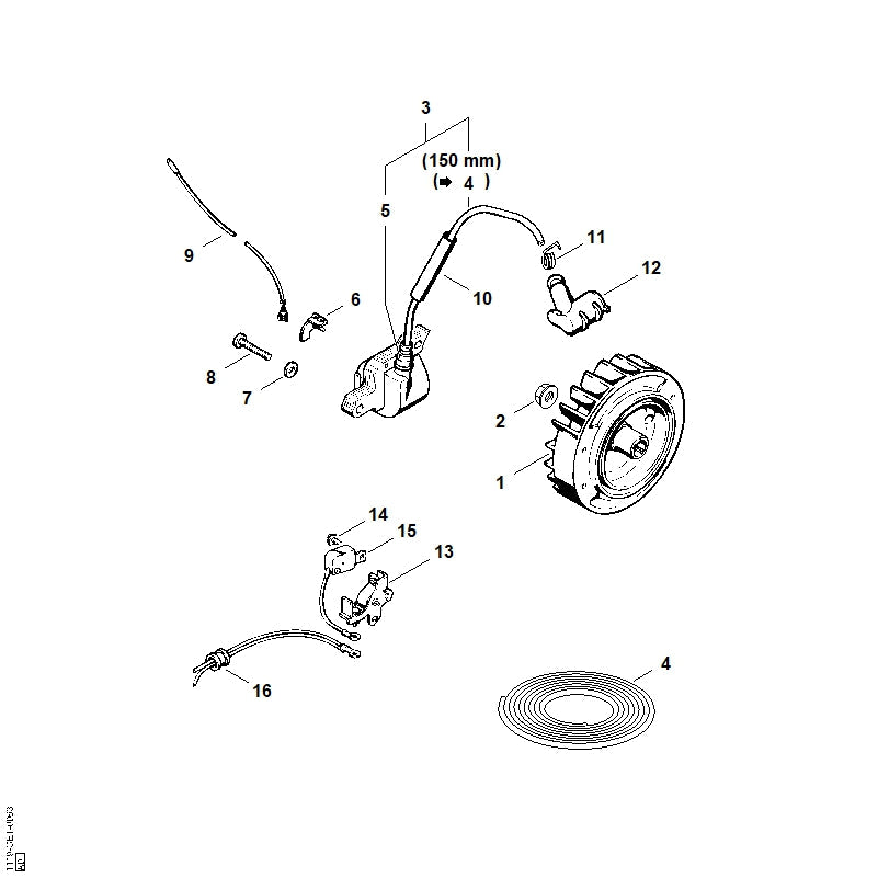 STIHL Short circuit wire 330 mm / 13" OEM 11184401100 technical drawing position 9