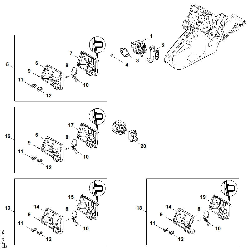 STIHL Air filter, fleece OEM 11191201611 technical drawing position 18