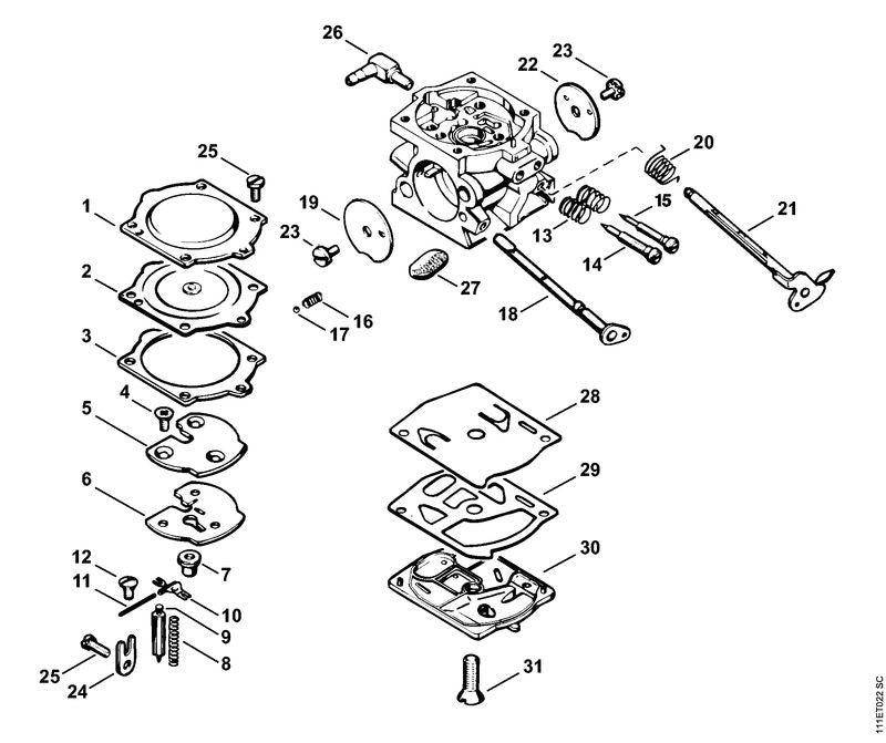 STIHL Pump diaphragm OEM 11171214800 technical drawing position 28