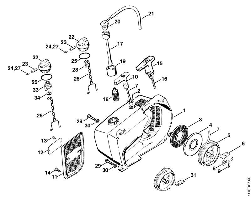 STIHL Starter grip ElastoStart Ø 4,5 mm OEM 11221903400 technical drawing position 15