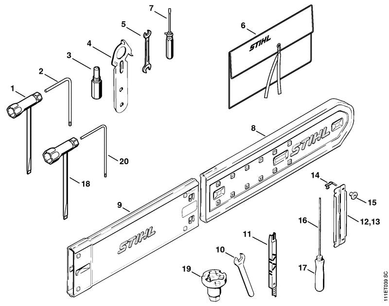 STIHL Combination wrench OEM 11078903400 technical drawing position 18