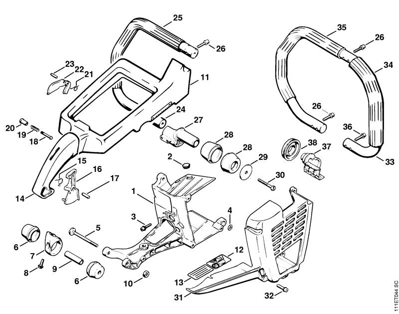 STIHL Throttle trigger OEM 11111821002 technical drawing position 16