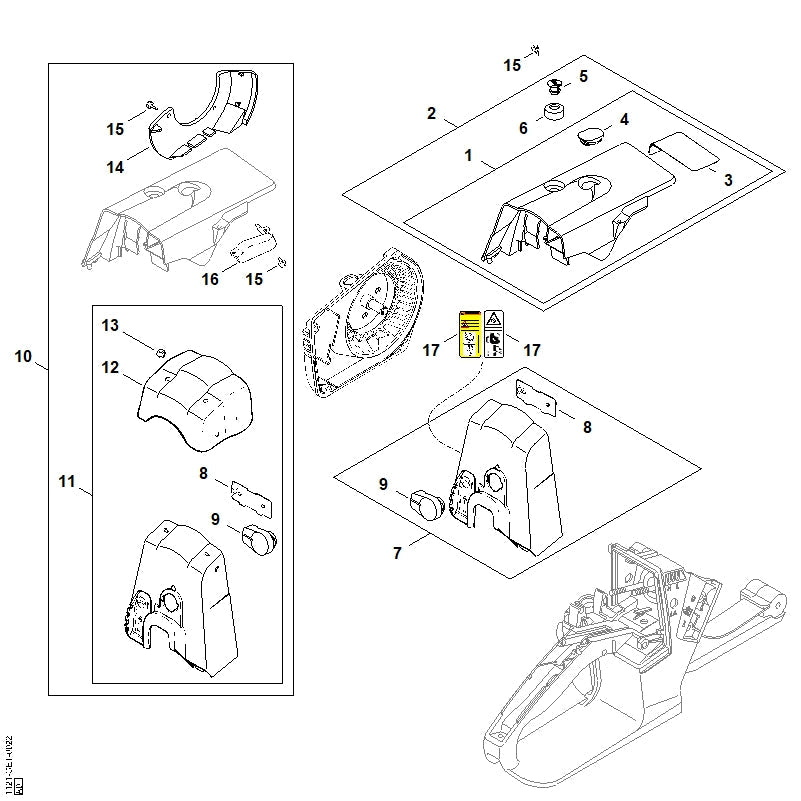 STIHL Shroud OEM 11210801605 technical drawing position 1