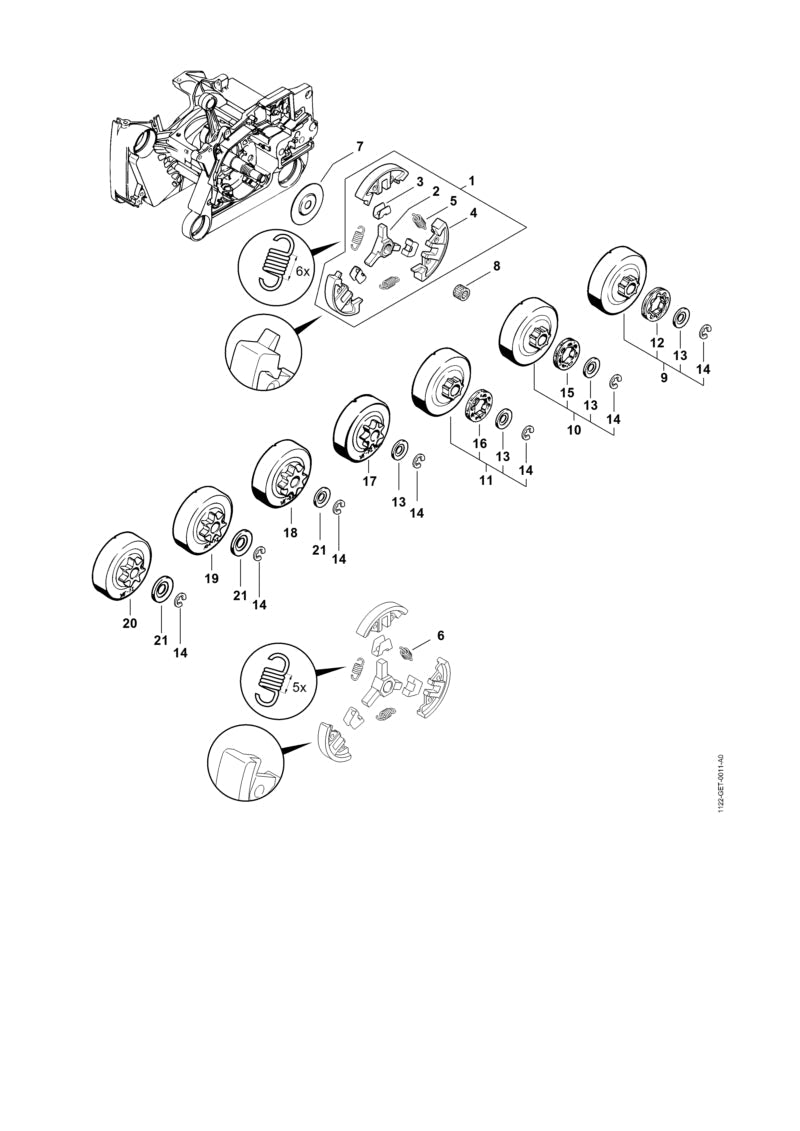 STIHL Rim sprocket 3/8" 8T OEM 00006421216 technical drawing position 12