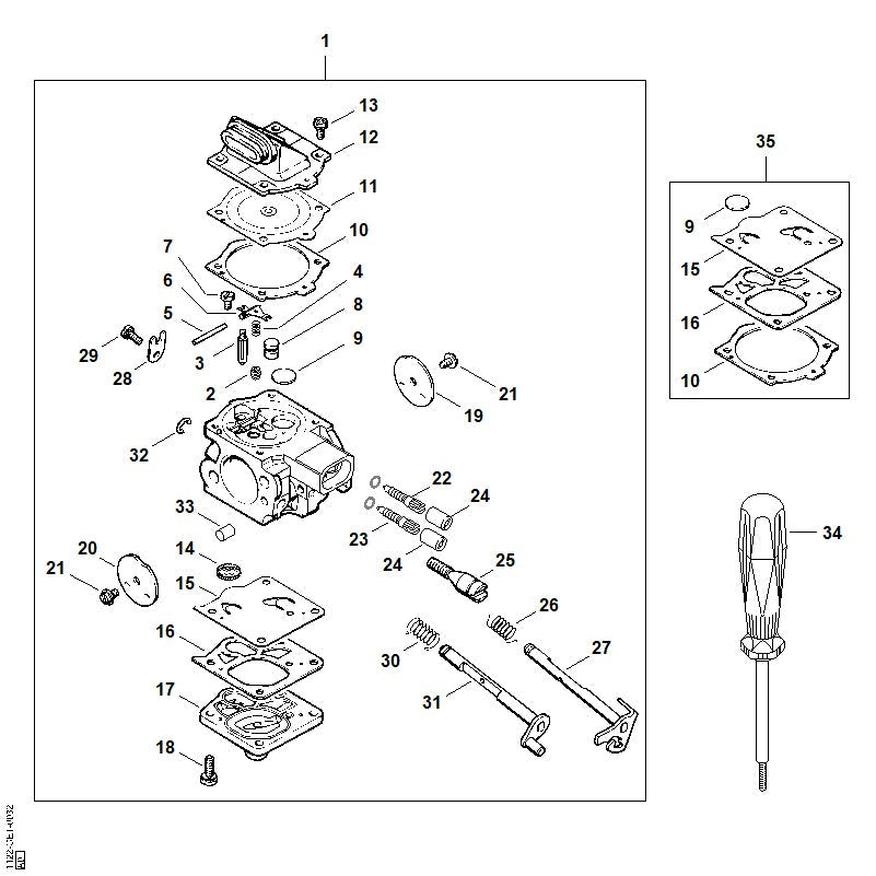 STIHL High speed screw OEM 11221226703 technical drawing position 23