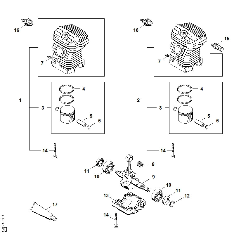 STIHL Piston Ø 40 mm OEM 11230302019 technical drawing position 3