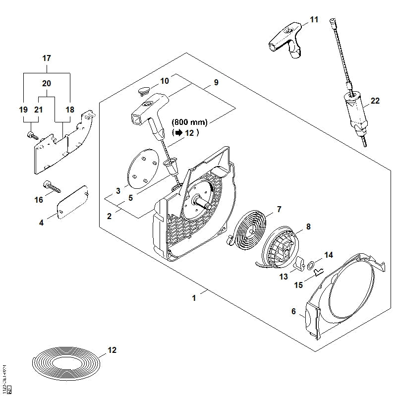 STIHL Starter rope Ø 3.5 mm OEM 11231902900 technical drawing position 22