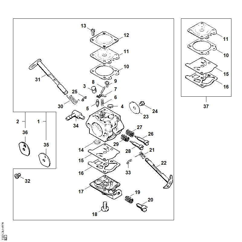 STIHL Low speed screw OEM 11231226801 technical drawing position 26