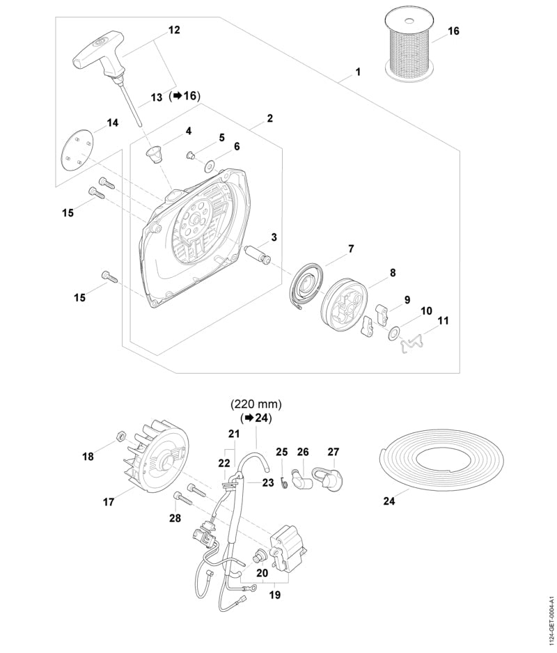 STIHL Wiring harness OEM 11244403001 technical drawing position 21
