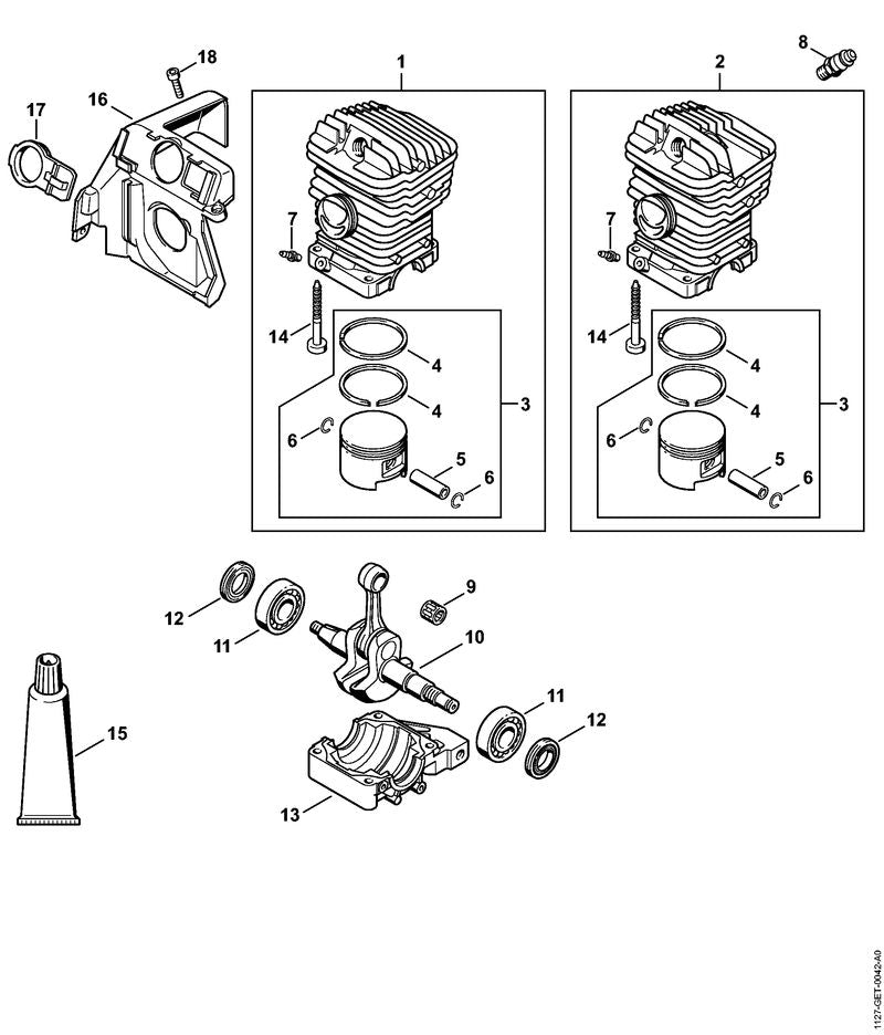 STIHL Engine pan OEM 11270212500 technical drawing position 13