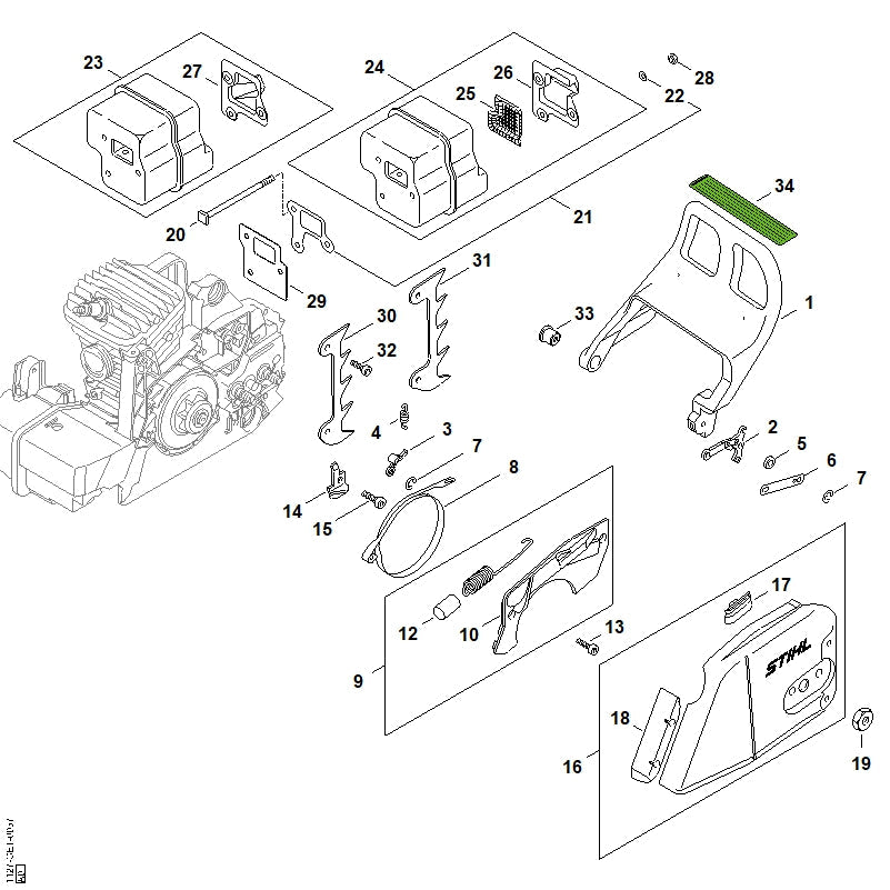 STIHL Muffler OEM 11271400605 technical drawing position 24