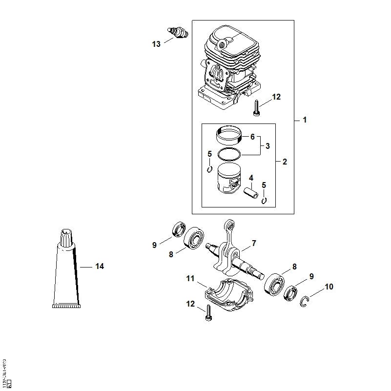 STIHL Piston Ø 37 mm OEM 11300302014 technical drawing position 2