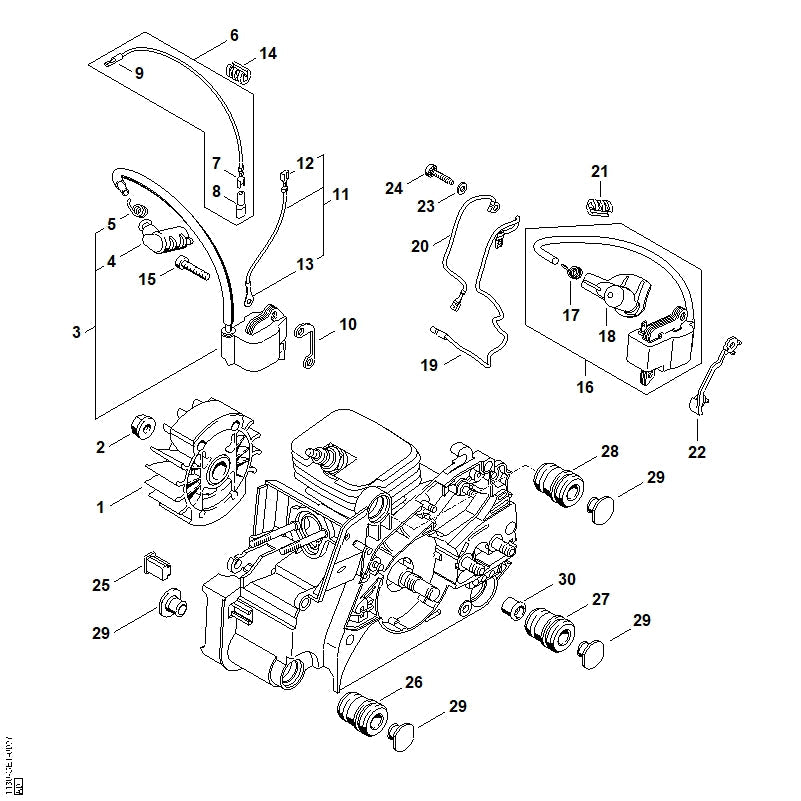 STIHL Ignition module OEM 11304001308 technical drawing position 16