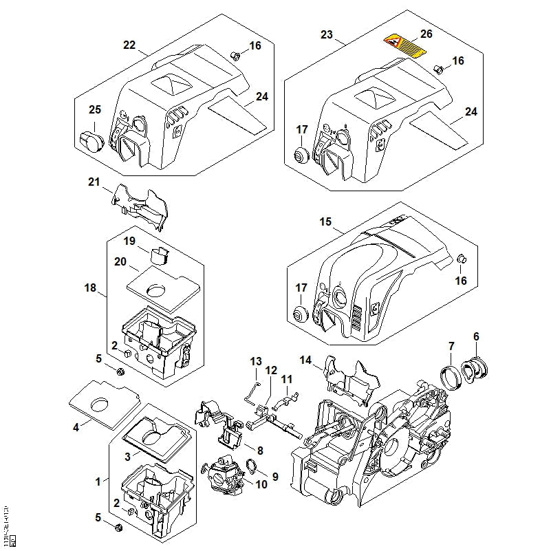 STIHL Switch shaft OEM 11301820900 technical drawing position 12