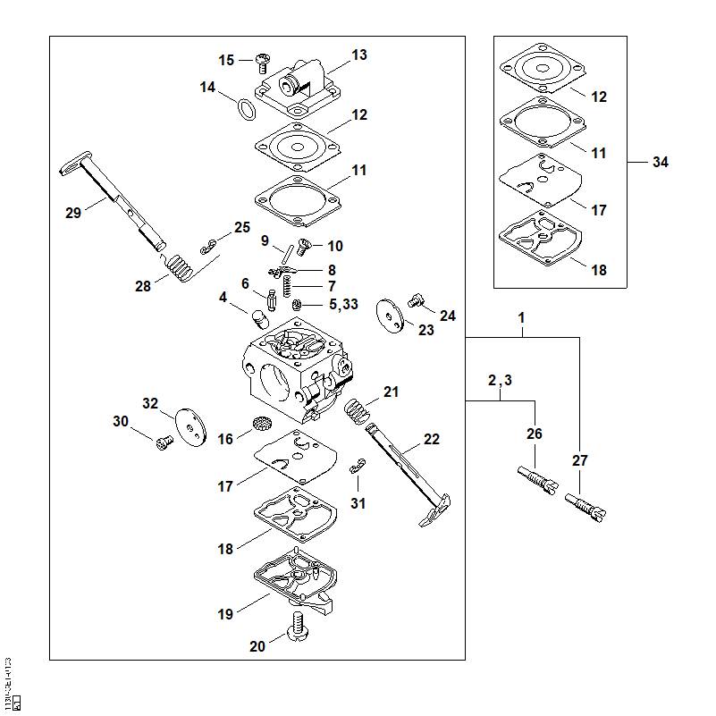 STIHL Pump diaphragm OEM 11301214800 technical drawing position 17