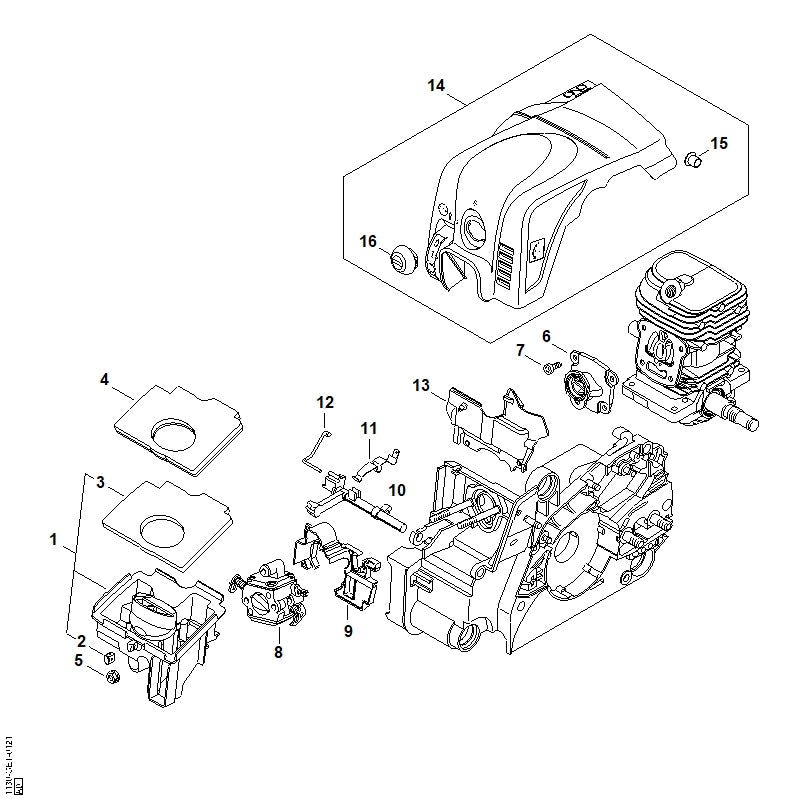STIHL Air baffle OEM 11301416300 technical drawing position 9