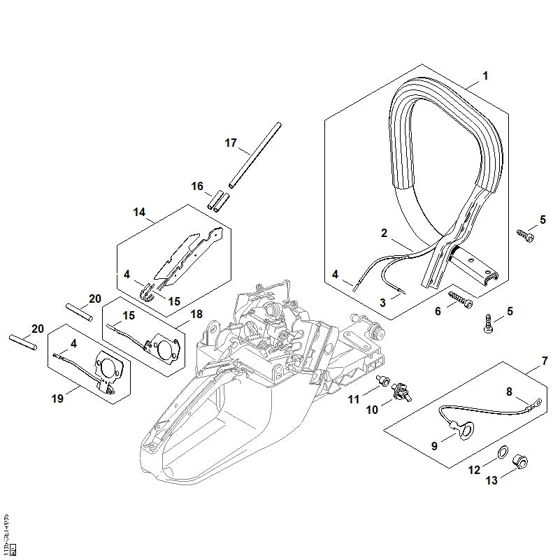 STIHL Handlebar OEM 11357901702 technical drawing position 1