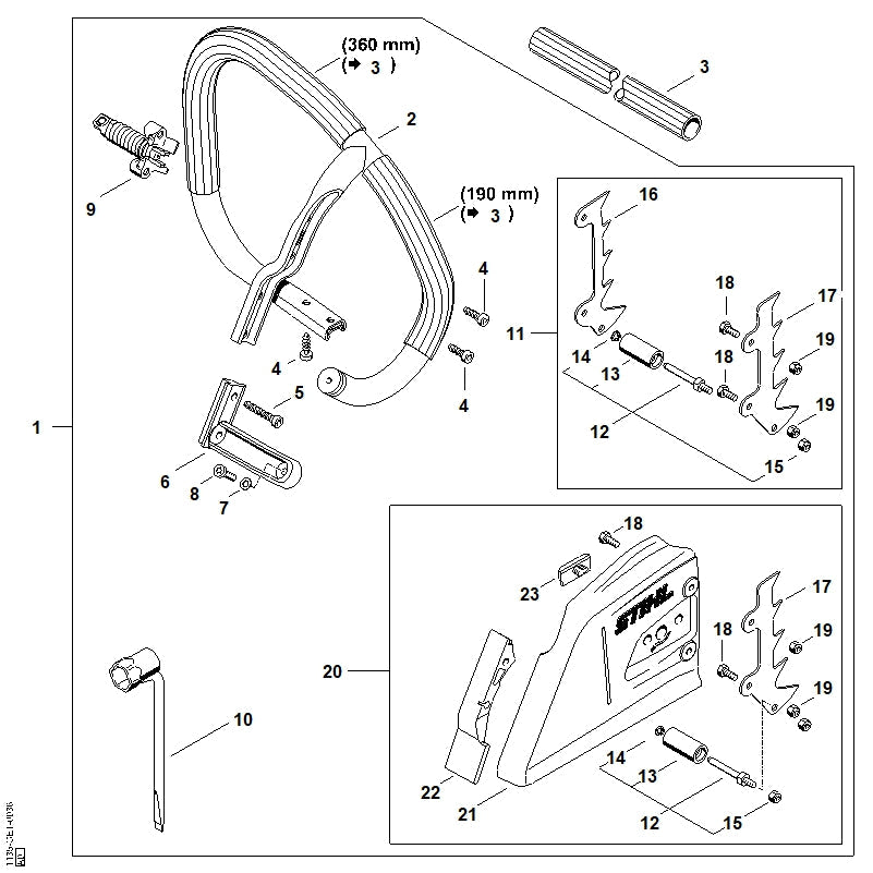 STIHL AV-Spring OEM 11357908301 technical drawing position 9