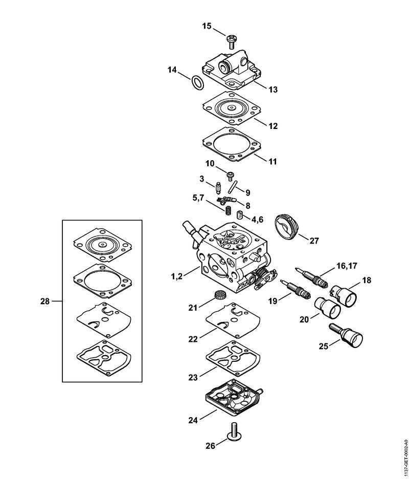 STIHL Fixed jet 0.35 OEM 42291215602 technical drawing position 6