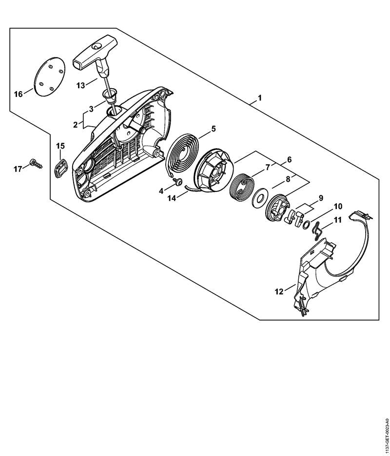 STIHL Model plate MS 194 C OEM 11379671508 technical drawing position 16