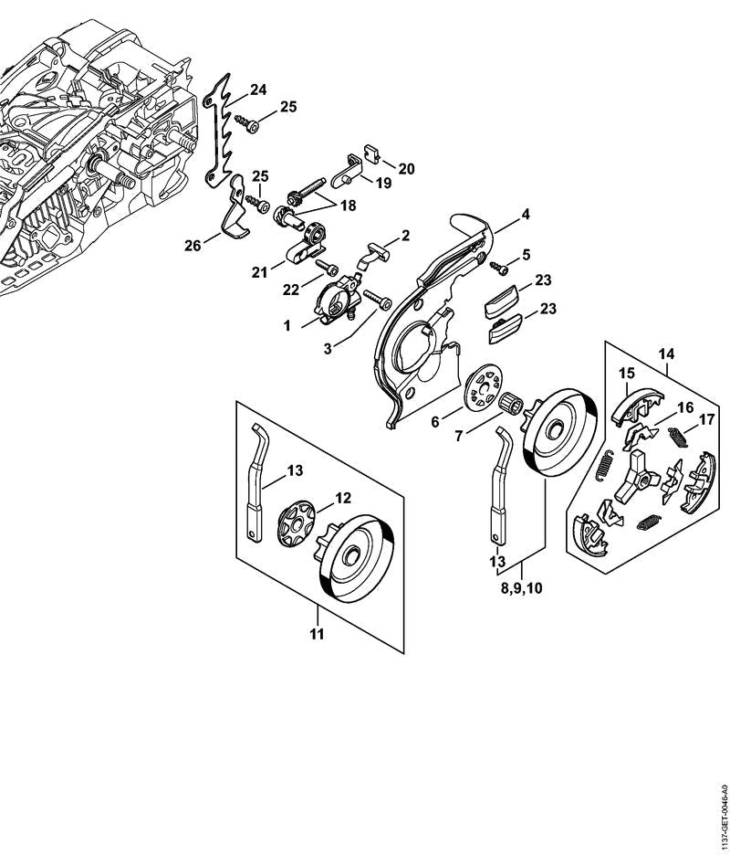 STIHL Thrust pad OEM 11236641400 technical drawing position 20