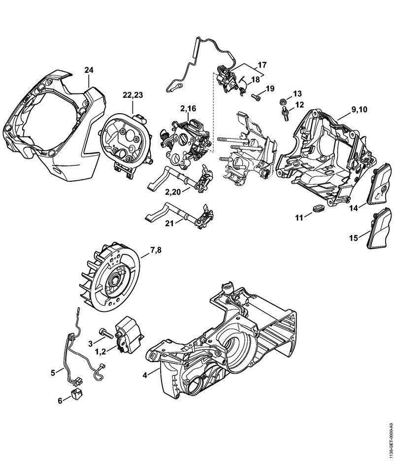 STIHL Collar screw OEM 11381226603 technical drawing position 12