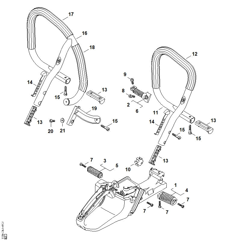 STIHL Handlebar stiffener OEM 11387915100 technical drawing position 13