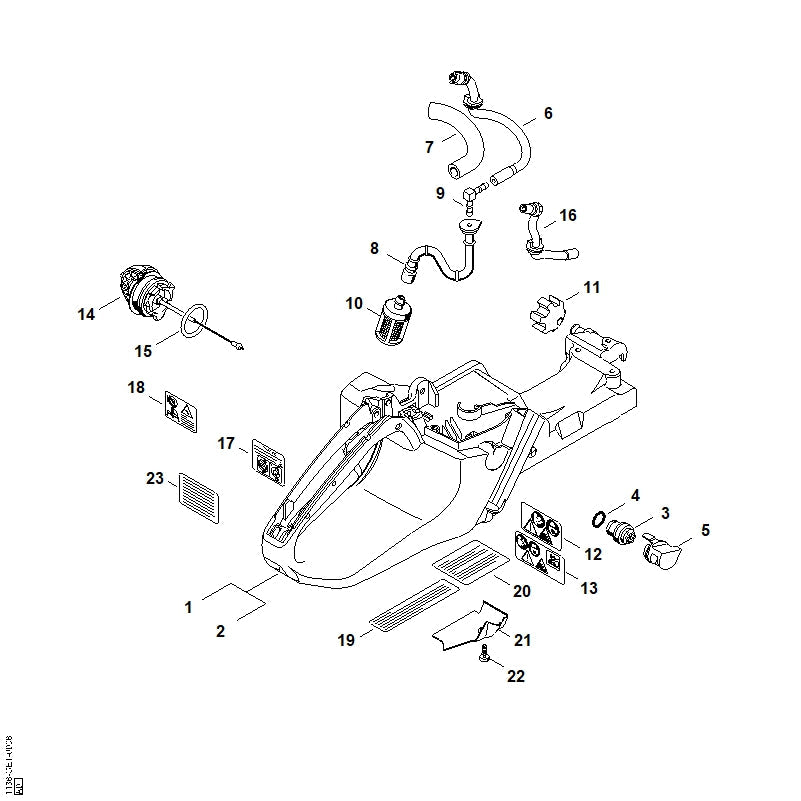 STIHL Hose OEM 11381418600 technical drawing position 16