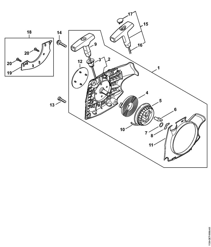 STIHL Model plate MS 181 OEM 11399671501 technical drawing position 12