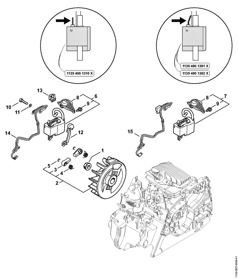 STIHL Wiring harness OEM 11394403000 technical drawing position 15