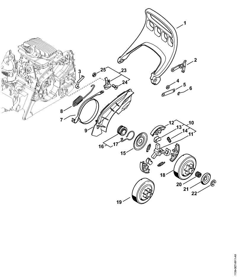 STIHL Clutch shoe OEM 11391620800 technical drawing position 12
