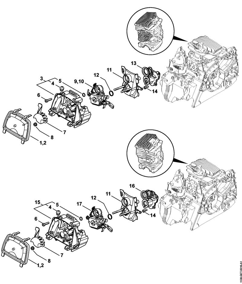 STIHL Carburetor C1Q-S191C OEM 11391200608 technical drawing position 10
