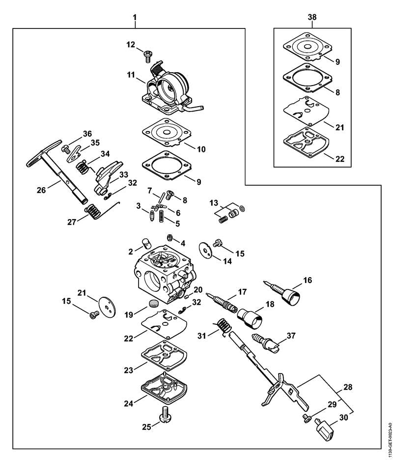 STIHL Valve jet OEM 11391215400 technical drawing position 2