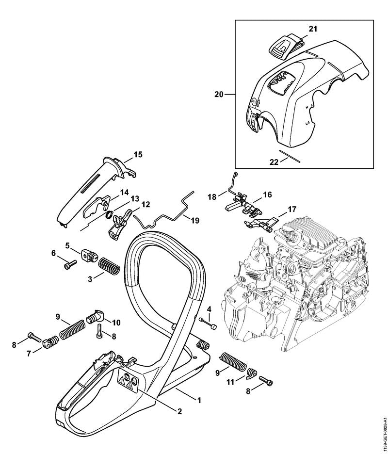 STIHL Spring OEM 00001414900 technical drawing position 22