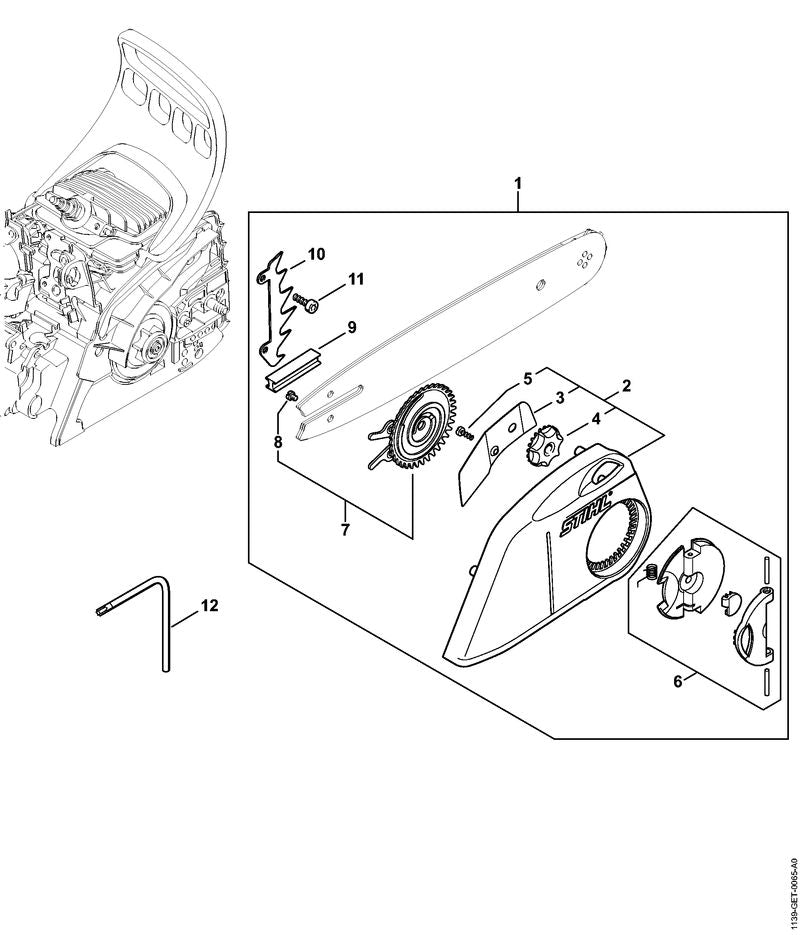 STIHL Chain sprocket cover OEM 11396401701 technical drawing position 2
