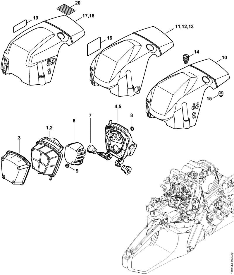 STIHL Shroud OEM 11400801617 technical drawing position 13