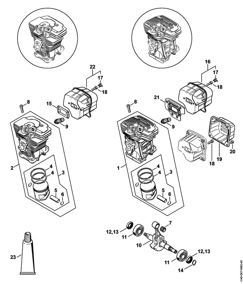 STIHL Cooling plate OEM 11401413202 technical drawing position 21