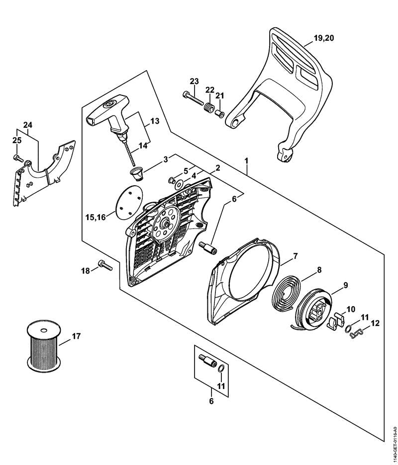 STIHL Model plate MS 362 OEM 11409671500 technical drawing position 15