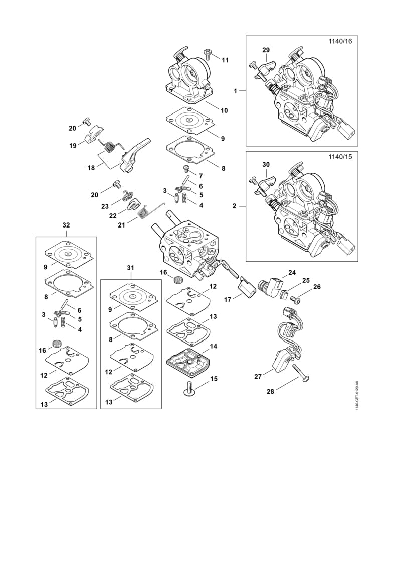 STIHL Air valve housing OEM 11401200205 technical drawing position 10