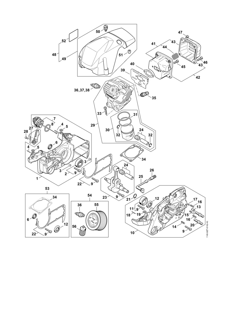 STIHL Pre-separator OEM 11401407801 technical drawing position 27