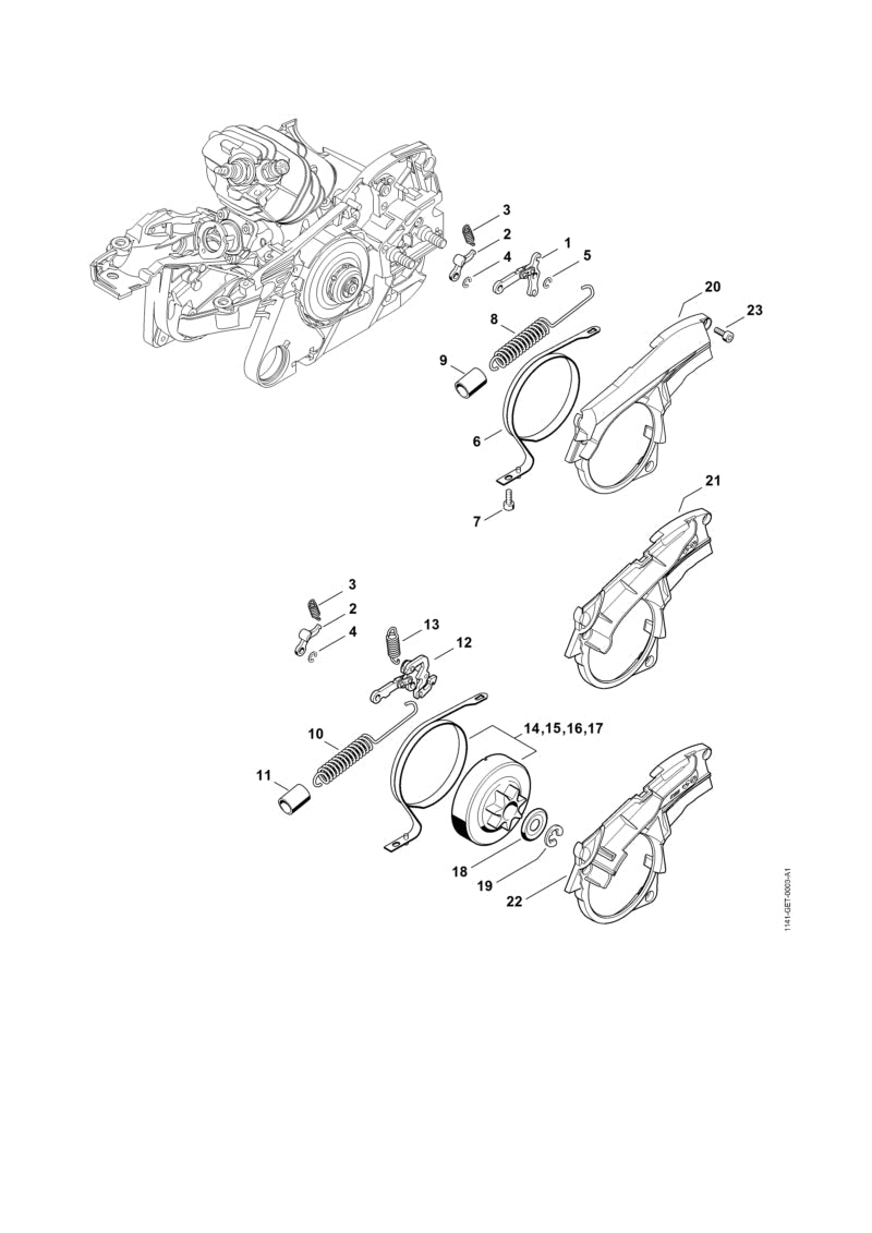 STIHL Brake band 0.325" 7T OEM 11411605420 technical drawing position 15